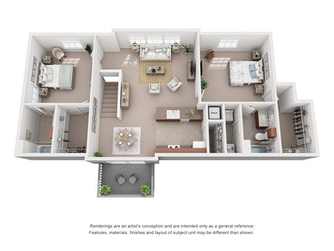 Floor plan for 2 beds, 2 baths, 1110 sqft